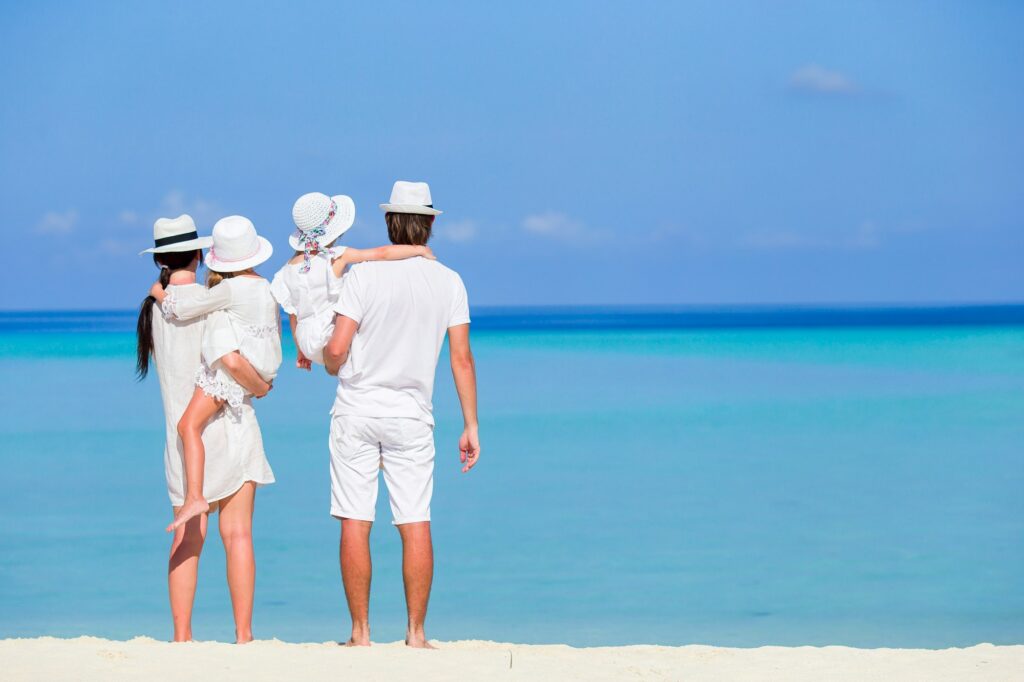 Young family on beach vacation