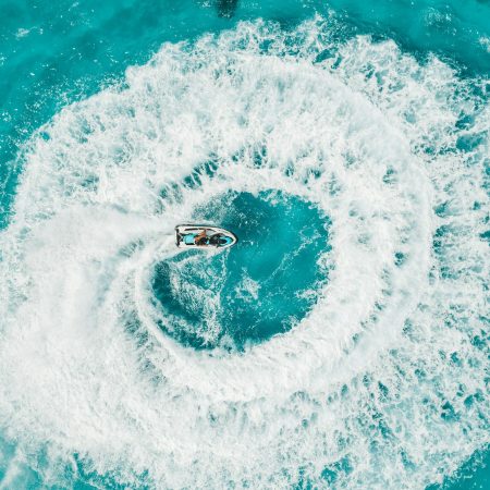 A person riding a jet ski