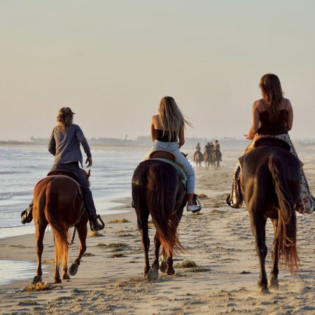 Horseback riding on the beach.