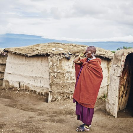 Masai man in the village in Africa, Tanzania, Africa- 01 February 2020
