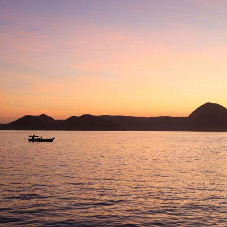 Purple sky on sea during sunset